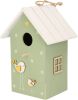 Merkloos Nestkast/vogelhuisje Hout Groen Met Wit Dak 15 X 12 X 22 Cm Vogelhuisjes online kopen