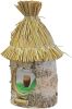 Moon Vogelhuisje/voederhuisje/pindakaashuisje Berkenhout Met Stro Dak 36 Cm Vogelvoederhuisjes online kopen