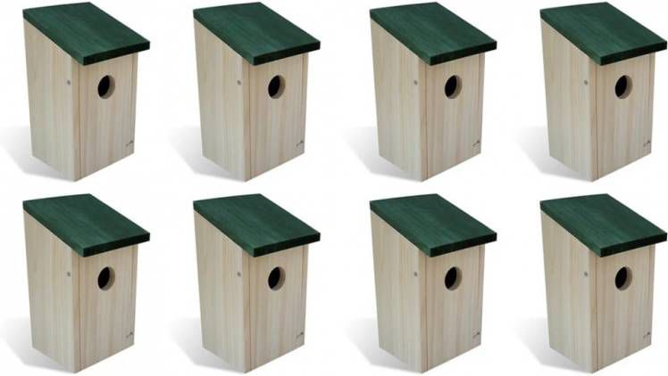 VidaXL Vogelhuisjes 8 st 14x15x22 cm hout online kopen